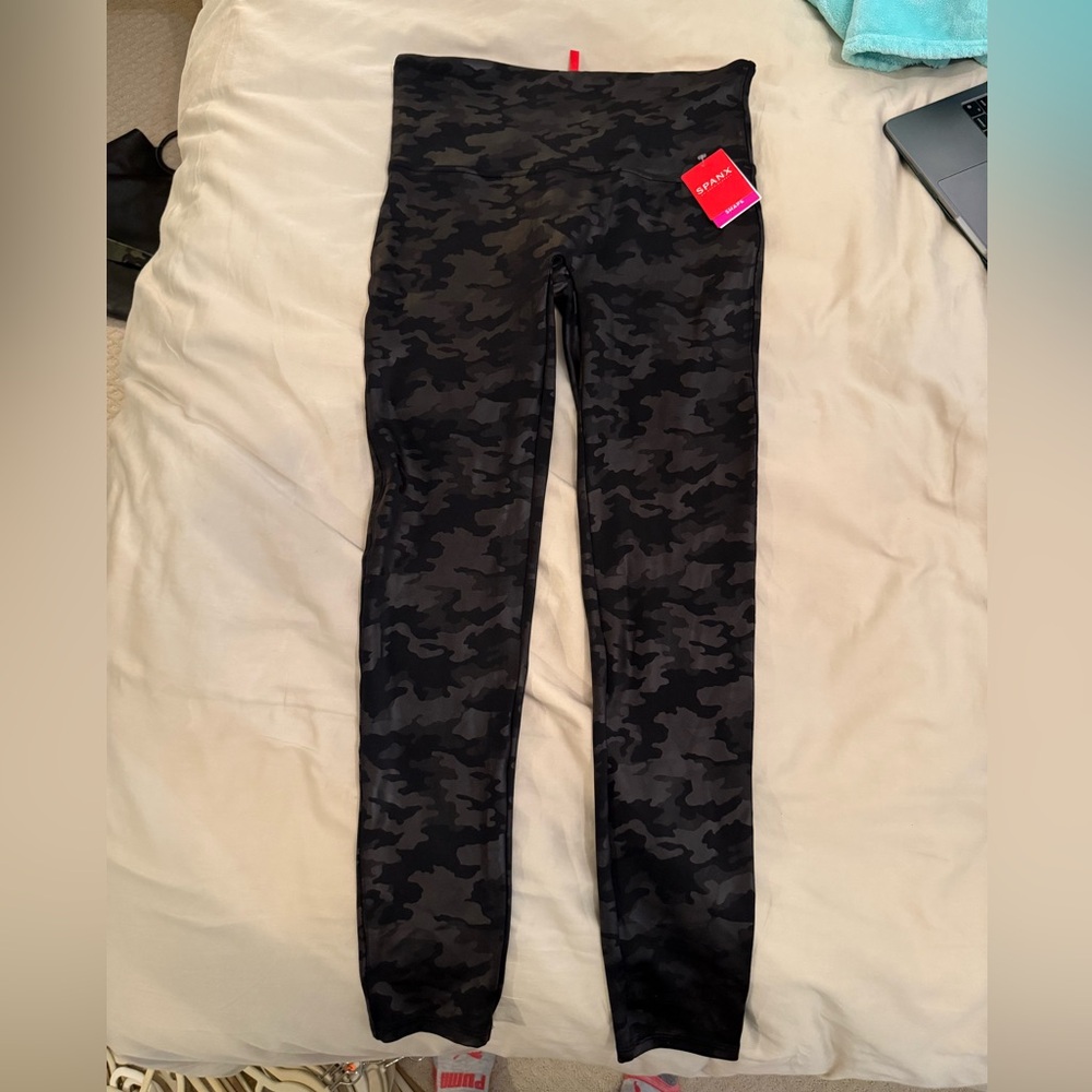 SPANX Faux leather camo leggings
